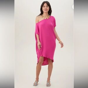 Trina Turk Women’s Fuchsia Pink Radiant Dress Asymmetrical Sz S Off The Shoulder